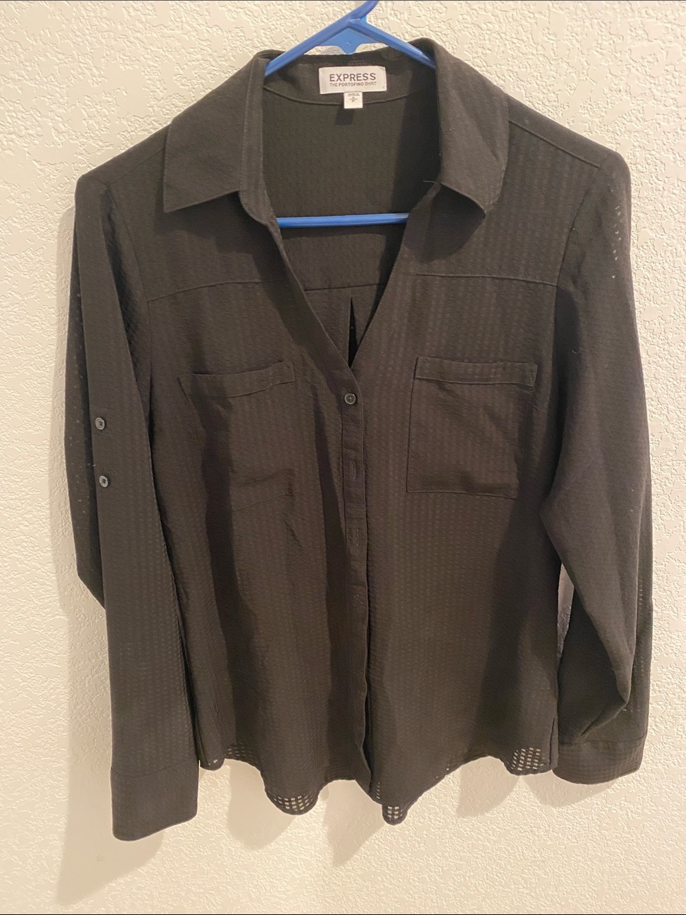 Express Black Lightweight Button-Front Blouse